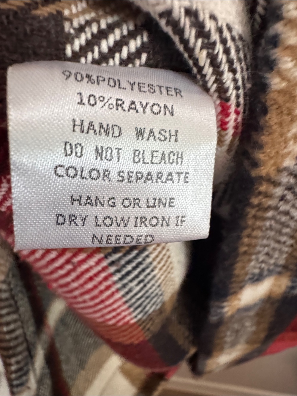 Plaid Button-Up Shacket in Red, Cream & Tan - Picture 6 of 7